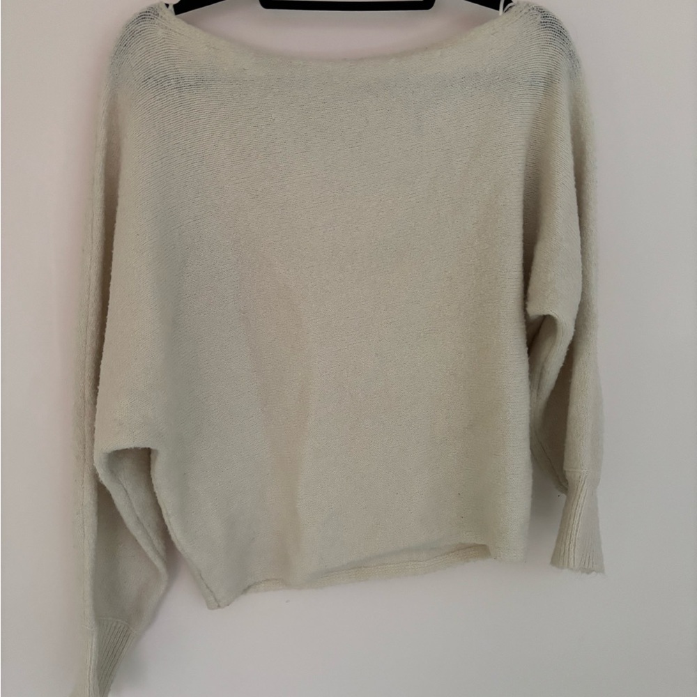 Guess Off-the-Shoulder Cream Sweater